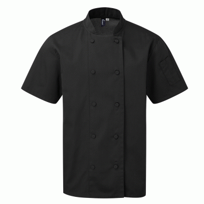 Σακάκι σεφ κοντομάνικο διαπνέον Coolchecker σε χρώμα μαύρο νούμερο large