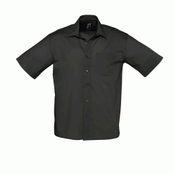 Πουκάμισο κοντομάνικο από ποπλίνα Bristol ανδρικό σε χρώμα μαύρο νούμερο 3XL