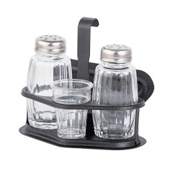 Σετ αλατοπίπερο μαύρο No4 σε κλασσική γραμμή με τρία δοχεία και θήκη χαρτοπετσέτας ανοξείδωτο 18/0