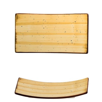 Πιατάκι ορθογώνιο 14.7x7.9cm στο χρώμα της ώχρας σειρά Bone China M1934