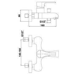 Μπαταρία λουτρού ATROS αναμεικτική επιτοίχια από επιχρωμιωμένο ορείχαλκο MBB65 GPD