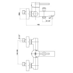 Μπαταρία λουτρού Espina επιτοίχιας εγκατάστασης με στρογγυλεμένη χειρολαβή MBB70 GPD
