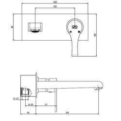 Μπαταρία νιπτήρος επιτοίχιας τοποθέτησης με ορθογώνια βάση σειρά ATROS MDA65 GPD