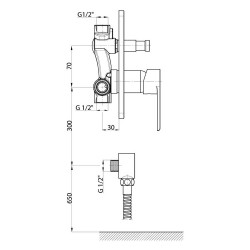 Μπαταρία εντοιχισμού ντουζιέρας ATROS μοντέρνου σχεδιασμού κατάλληλο για επαγγελματική και οικιακή χρήση MKB65 GPD
