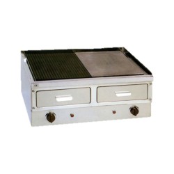 Επαγγελματική επιφάνεια ψησίματος με ραβδωτή - λεία πλάκα και συρτάρι θερμοθάλαμο 3200W M&M PROFESSIONAL