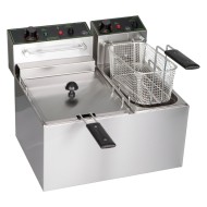 Διπλή ανοξείδωτη φριτέζα με αποσπώμενους κάδους 7Lt και 4Lt και ανεξάρτητη λειτουργία επαγγελματική M&M PROFESSIONAL