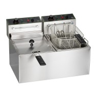 Φριτέζα διπλή ανοξείδωτη 7+7Lt ελληνικής κατασκευής  με ανεξάρτητη λειτουργία αποσπώμενους κάδους και θερμικό ασφαλείας M&M PROFESSIONAL