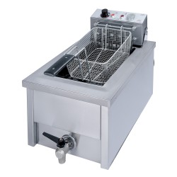 Μονή επαγγελματική φριτέζα ανοξείδωτη με αποσπώμενο κάδο και βρύση εξαγωγής λαδιού 10Lt ελληνικής κατασκευής 5100W M&M PROFESSIONAL