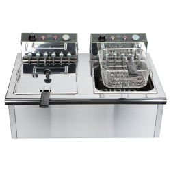 Διπλή επαγγελματική φριτέζα ανοξείδωτη με θερμικό ασφαλείας 12Lt + 12Lt ελληνικής κατασκευής 6000W M&M PROFESSIONAL