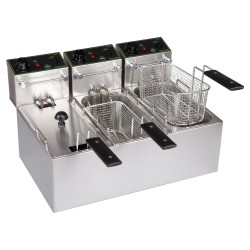 Τριπλή επαγγελματική φριτέζα ανοξείδωτη με αποσπώμενη ηλεκτρική κεφαλή 4Lt + 4Lt + 4Lt ελληνικής κατασκευής 2500W M&M PROFESSIONAL