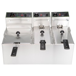 Επαγγελματική φριτέζα τριπλή ανοξείδωτη με αποσπώμενη ηλεκτρική κεφαλή 7Lt + 4Lt + 4Lt ελληνικής κατασκευής M&M PROFESSIONAL