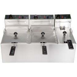 Τριπλή επαγγελματική φριτέζα ανοξείδωτη με αποσπώμενη ηλεκτρική κεφαλή 7Lt + 7Lt + 4Lt ελληνικής κατασκευής M&M PROFESSIONAL