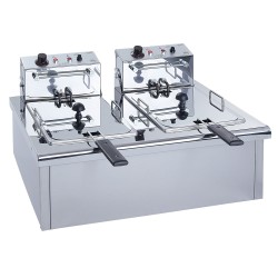 Φριτέζα ανοξείδωτη 7+7Lt 3600W ελληνικής κατασκευής με διπλό αποσπώμενο κάδο και αποσπώμενη ηλεκτρική κεφαλή M&M PROFESSIONAL