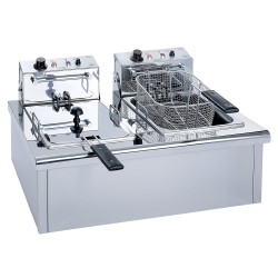 Φριτέζα ανοξείδωτη 7+7Lt 3600W ελληνικής κατασκευής με διπλό αποσπώμενο κάδο και αποσπώμενη ηλεκτρική κεφαλή M&M PROFESSIONAL