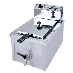 Ανοξείδωτη φριτέζα ελληνικής κατασκευής 8Lt 3800W με μονό κάδο και βρύση εξαγωγής λαδιού M&M PROFESSIONAL
