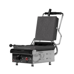 Ηλεκτρική μονή γκριλιέρα τοστιέρα με ραβδωτές πλάκες πάνω/κάτω ελληνικής κατασκευής 1600W M&M PROFESSIONAL