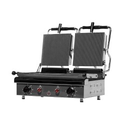 Ηλεκτρική τοστιέρα grill διπλή με ραβδωτές πλάκες πάνω και κάτω ελληνικής κατασκευής 3200W M&M PROFESSIONAL