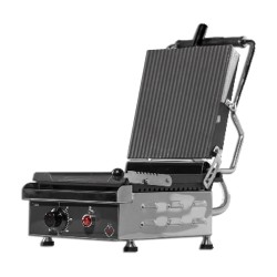 Ηλεκτρική μονή γκριλιέρα τοστιέρα με διπλού τύπου πλάκα λεία στο κάτω μέρος και ραβδωτή στο πάνω ελληνικής κατασκευής 2000W M&M PROFESSIONAL