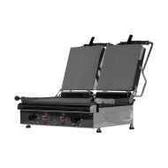 Ηλεκτρική τοστιέρα γκριλιέρα διπλή ελληνικής κατασκευής με λείες πλάκες πάνω/κάτω και αποσπώμενο λιποσυλλέκτη 4000W M&M PROFESSIONAL