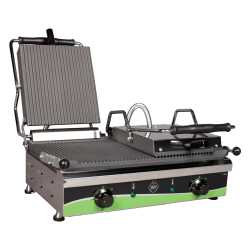 Ηλεκτρική τοστιέρα γκριλιέρα διπλή ραβδωτή πάνω/κάτω 4000W με αποσπώμενο λιποσυλλέκτη M&M PROFESSIONAL ελληνικής κατασκευής