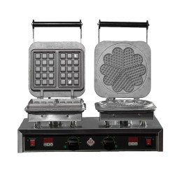 Διπλή μαντεμένια βαφλιέρα με μαργαρίτας και βρυξελλών πλάκες ελληνικής κατασκευής 2200W M&M PROFESSIONAL Διπλή μαντεμένια βαφλιέρα με μαργαρίτας και βρυξελλών πλάκες ελληνικής κατασκευής 2200W M&M PROFESSIONAL