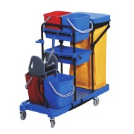 Καρότσι καμαριέρας με κουβάδες & πρέσσα No1 σε χρώμα μπλε