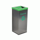 Κάδος ανακύκλωσης 30x30x70cm από ανοξείδωτη γυαλιστερή λαμαρίνα με καπάκι πράσινο για πλαστικό 60lt