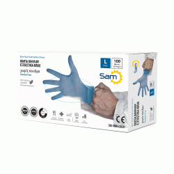 Γάντι βινυλίου σε μπλε χρώμα χωρίς πούδρα L συσκευασία 100τεμ