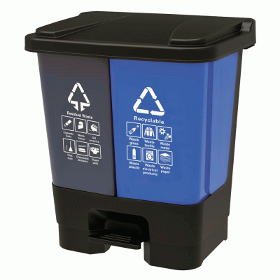 Κάδος απορριμμάτων ανακύκλωσης με πεντάλ και χώρισμα χωρητικότητας 20L