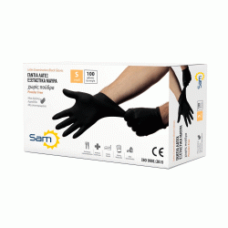Γάντι λάτεξ μαύρο χωρίς πούδρα νούμερο S 100τεμ