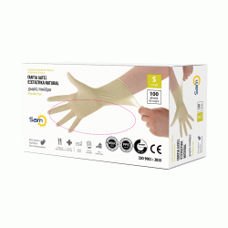 Γάντια λάτεξ Natural χωρίς πούδρα σε νούμερο S συσκευασία 100τμχ Γάντια λάτεξ Natural χωρίς πούδρα σε νούμερο S συσκευασία 100τμχ