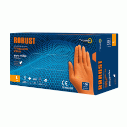Γάντι νιτριλίου Robust πορτοκαλί χωρίς πούδρα νούμερο Μ σε συσκευασία 100τεμ