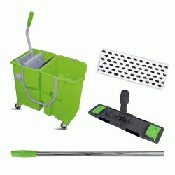 Σετ σφουγγαρίσματος με παρκετέζα και καρότσι καθαρισμού 2x15lt