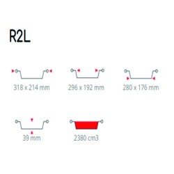 Σκεύος αλουμινίου R2L διαστάσεων 31.8x21.4x3.9cm χωρητικότητας 2380ml σε συσκευασία 5 πακέτων των 100 τμχ 