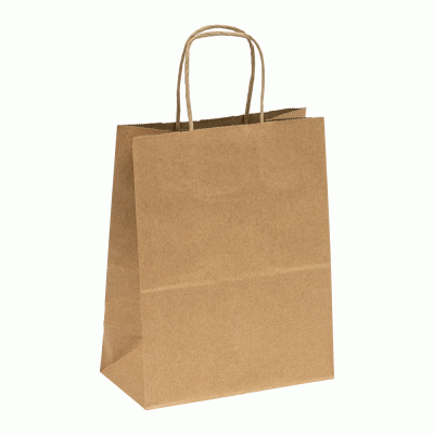 Τσάντα χάρτινη κραφτ με στριφτό χερούλι διαστάσεων 22x10x27cm σε καφέ χρώμα