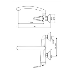 Μπαταρία νεροχύτη επιτοίχιας τοποθέτησης με χειρολαβή στο πλάι σειρά Adrio MAU120 GPD