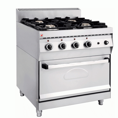 Κουζίνα με εστίες-φλόγιστρο υγραερίου ή αερίου και φούρνο 30,5 kW