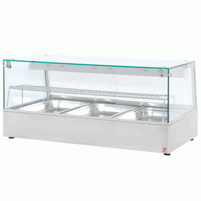 Θερμαινόμενη βιτρίνα plexy glass με ισχύ 2.800W διαστάσεων 110x60x51.5cm