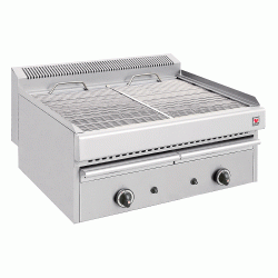 Επιτραπέζια σχαρίερα αερίου με συρτάρι νερού 18kW διαστάσεων 77x63x43cm