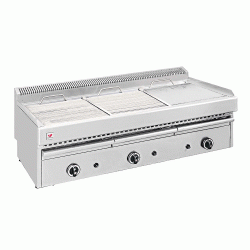 Επιτραπέζια σχαρίερα αερίου με συρτάρι νερού 27kW διαστάσεων 113x63x43cm