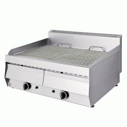 Επιτραπέζια σχαρίερα αερίου με συρτάρι νερού 22kW με 2 ζώνες ψησίματος