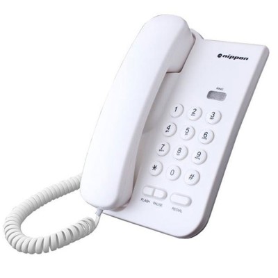 Σταθερό τηλέφωνο Nippon NP2035 με φωτεινή ένδειξη κουδουνίσματος & πλήκτρο flash σε λευκό χρώμα