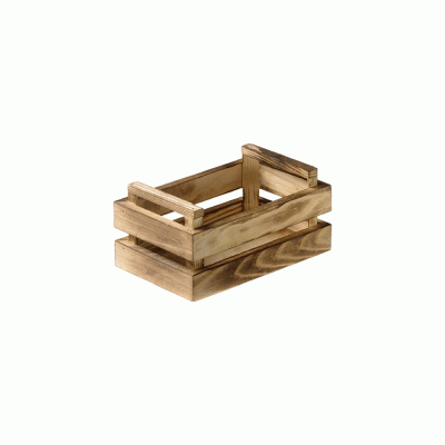 Μικρό ρουστίκ επιτραπέζιο ξύλινο τελάρο σερβιρίσματος 13.5x8.5x6.7cm Ιταλικής κατασκευής leone