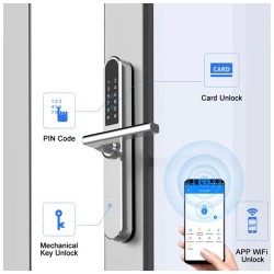 Κλειδαριά airbnb ultra slim bluetooth με ψηφιακό πληκτρολόγιο αφής σε ασημί χρώμα ΙΡ55