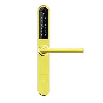 Κλειδαριά airbnb με δαχτυλικό αποτύπωμα σε χρυσό χρώμα πολύ λεπτή ιδανική για όλους τους τύπους πόρτας
