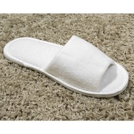 Παντόφλες πολυτελείας ανοιχτές μποροστά μπουρνουζέ με σόλα πάχους 5mm ξενοδοχειακού τύπου σε λευκό χρώμα