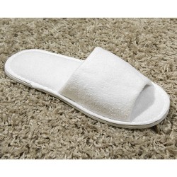 Παντόφλες πολυτελείας ανοιχτές μποροστά μπουρνουζέ με σόλα πάχους 5mm ξενοδοχειακού τύπου σε λευκό χρώμα