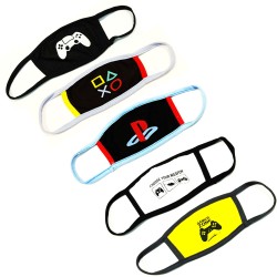 Υφασμάτινη παιδική μάσκα προστασίας προσώπου 100% βαμβακερή για 14-16 ετών σειρά GAMES σε συσκευασία 5 τεμαχίων Υφασμάτινη παιδική μάσκα προστασίας προσώπου 100% βαμβακερή για 14-16 ετών σειρά GAMES σε συσκευασία 5 τεμαχίων