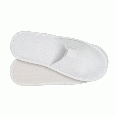 Παντόφλες κλειστές μπουρνουζέ TERRY με αντιολισθητική σόλα σε λευκό χρώμα