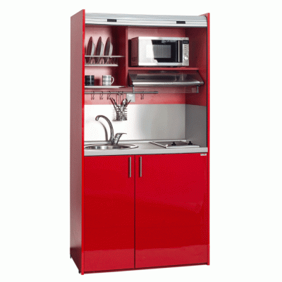 Πολυκουζινάκι 125cm χρώμα κόκκινο για ενοικιαζόμενα δωμάτια, γραφεία & φοιτητικά studio mini kitchen SILVER